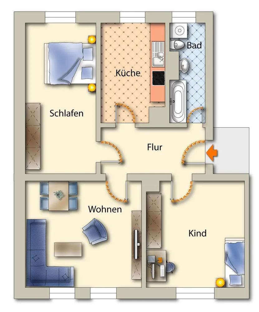 3 Zimmer Wohnung mit 68 m² in Freiberg – Bild 2