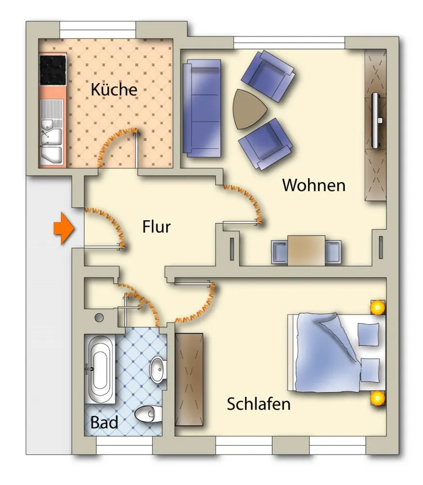 2 Zimmer Wohnung mit 51 m² in Freiberg – Bild 2