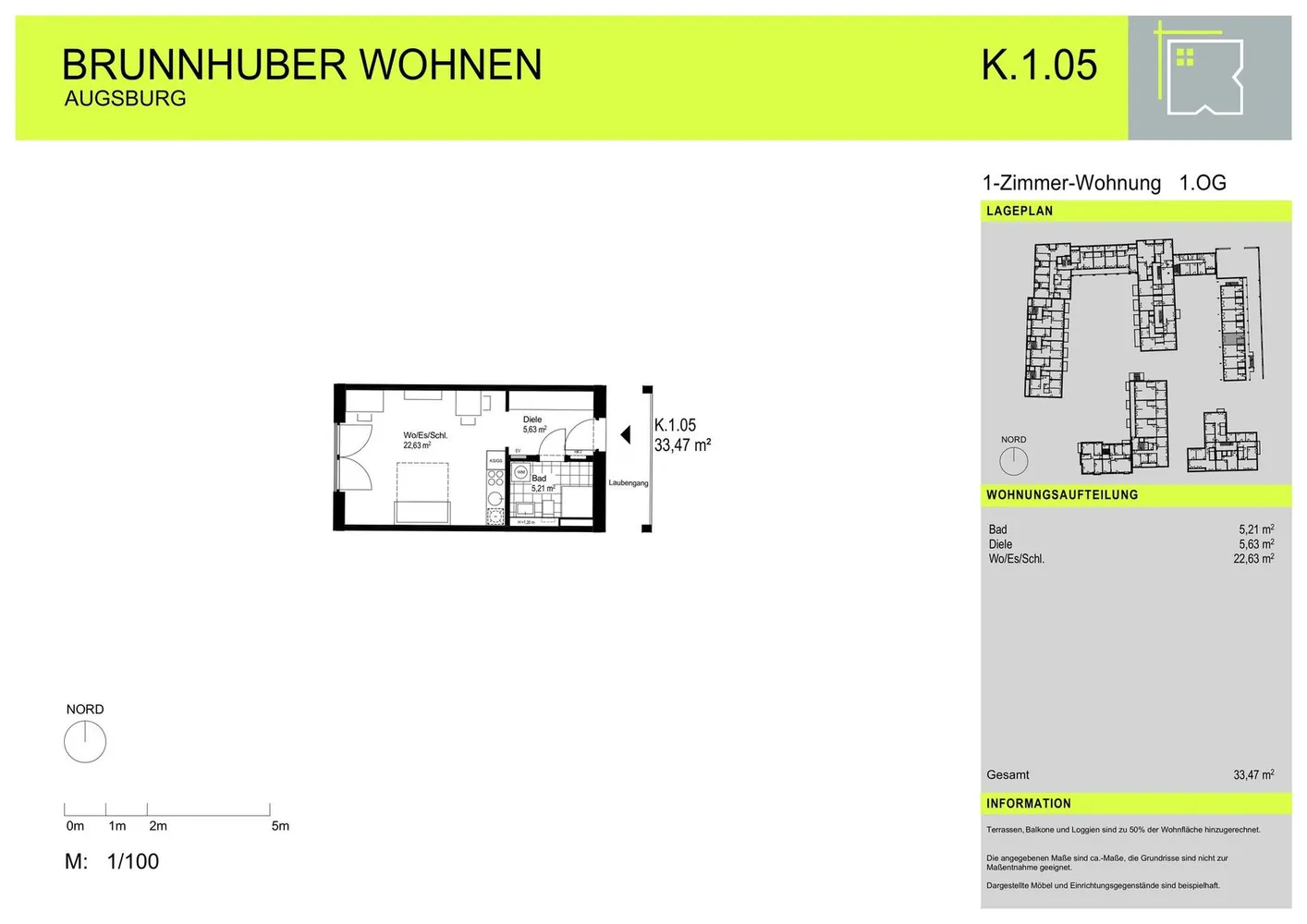 1 Zimmer Wohnung mit 33 m² in Augsburg – Bild 3