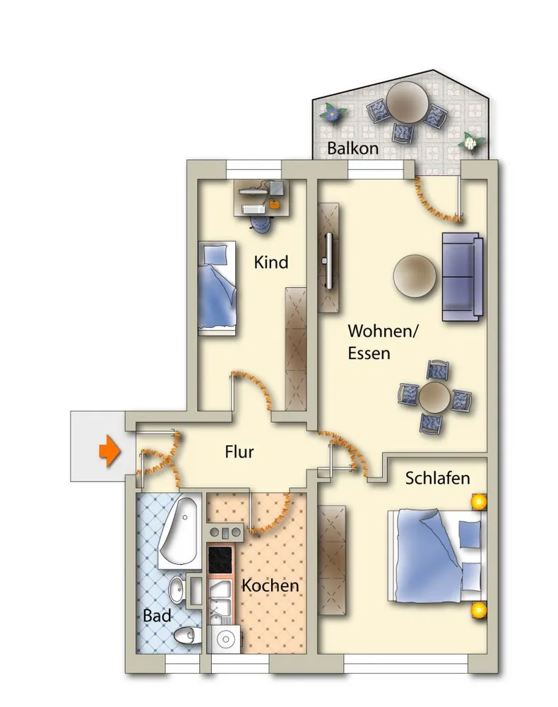 3 Zimmer Wohnung mit 61 m² in Freiberg – Bild 2