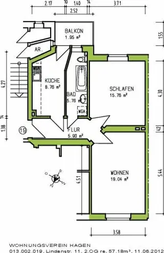 3 Zimmer Wohnung mit 57 m² in Hagen – Bild 3