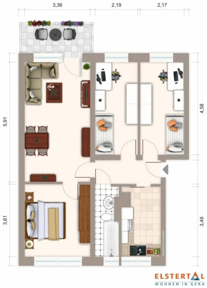 4 Zimmer Wohnung mit 70 m² in Gera – Bild 2