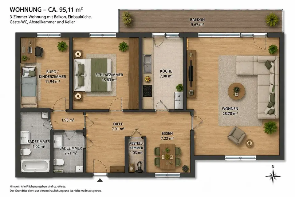3 Zimmer Wohnung mit 89 m² in Brühl – Bild 8