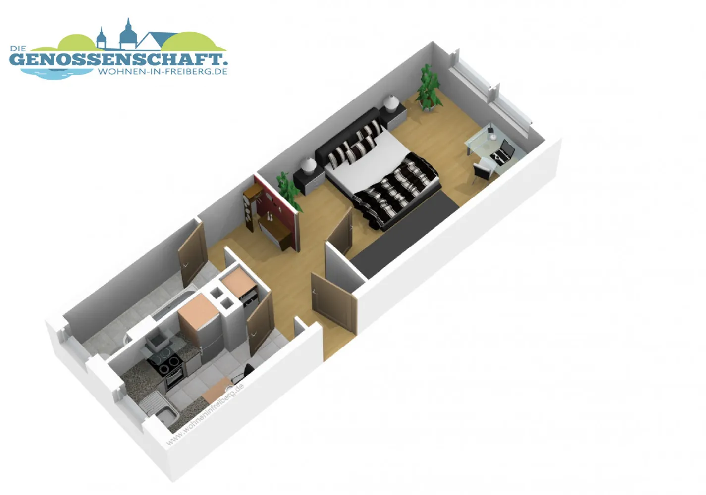 1 Zimmer Wohnung mit 31 m² in Freiberg – Bild 2