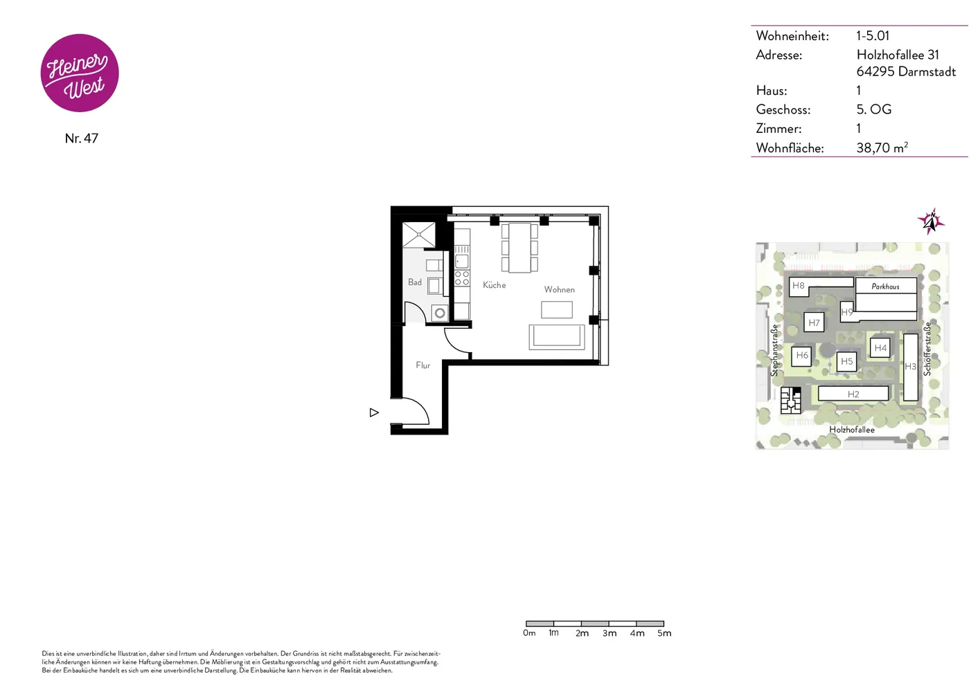 1 Zimmer Wohnung mit 39 m² in Darmstadt – Bild 8