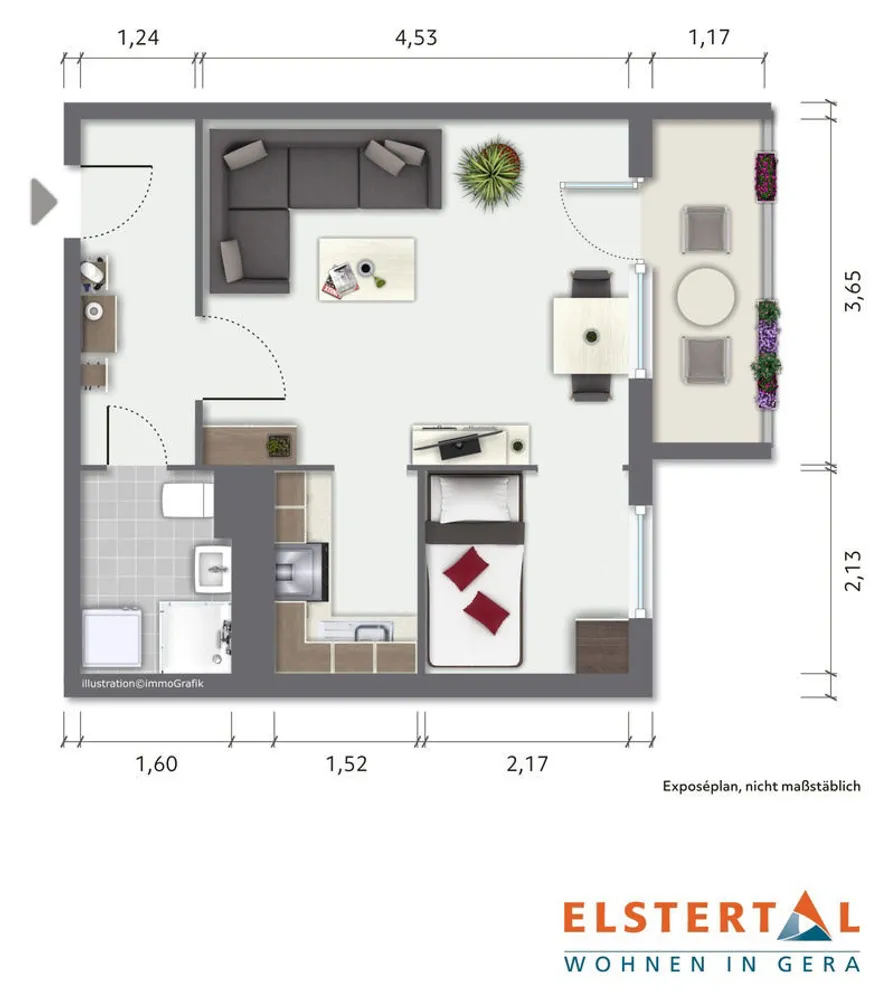 1 Zimmer Wohnung mit 35 m² in Gera – Bild 2