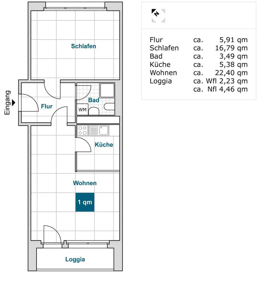 2 Zimmer Wohnung mit 50 m² in Dresden – Bild 1