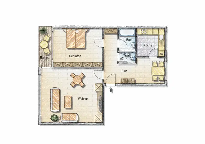 2 Zimmer Wohnung mit 63 m² in Kassel – Bild 2