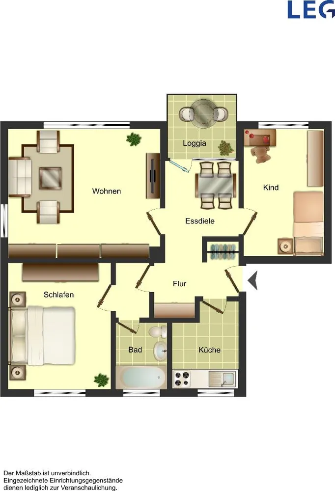 3 Zimmer Wohnung mit 74 m² in Hamm – Bild 2