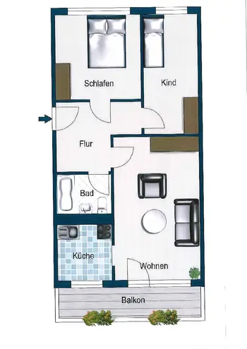 3 Zimmer Wohnung mit 64 m² in Dresden – Bild 2