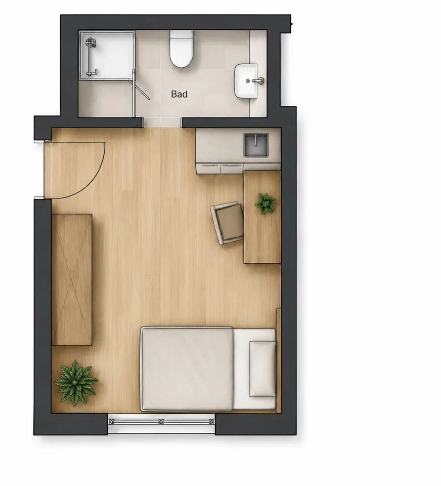 Studio mit 24 m² in Paderborn – Bild 3