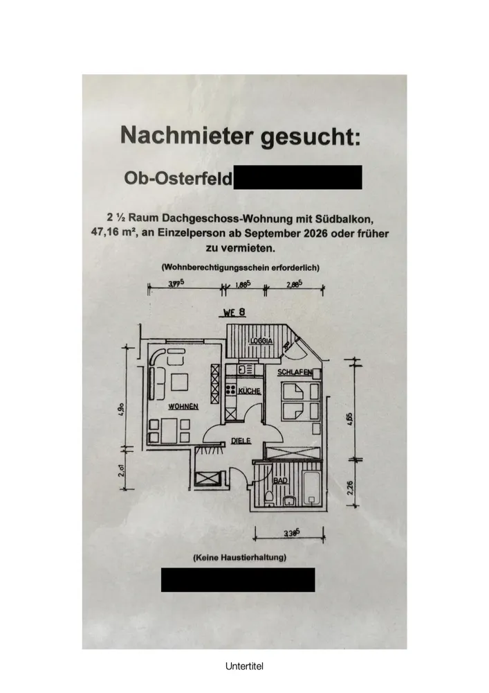 2 Zimmer Wohnung mit 47 m² in Oberhausen – Bild 1