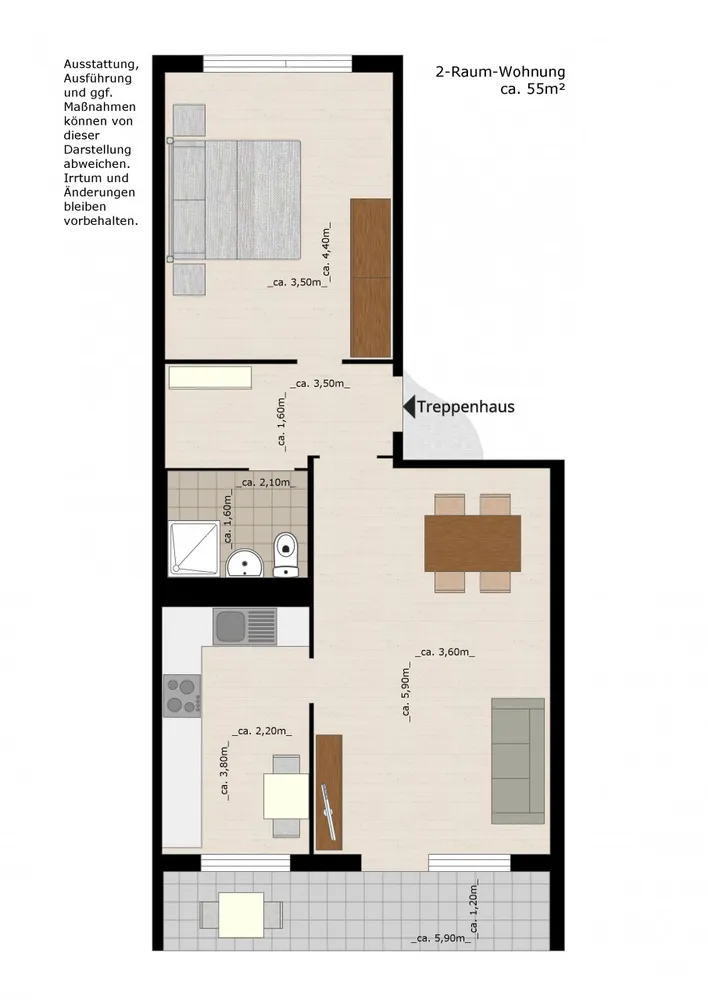 2 Zimmer Wohnung mit 55 m² in Dessau-Roßlau – Bild 2