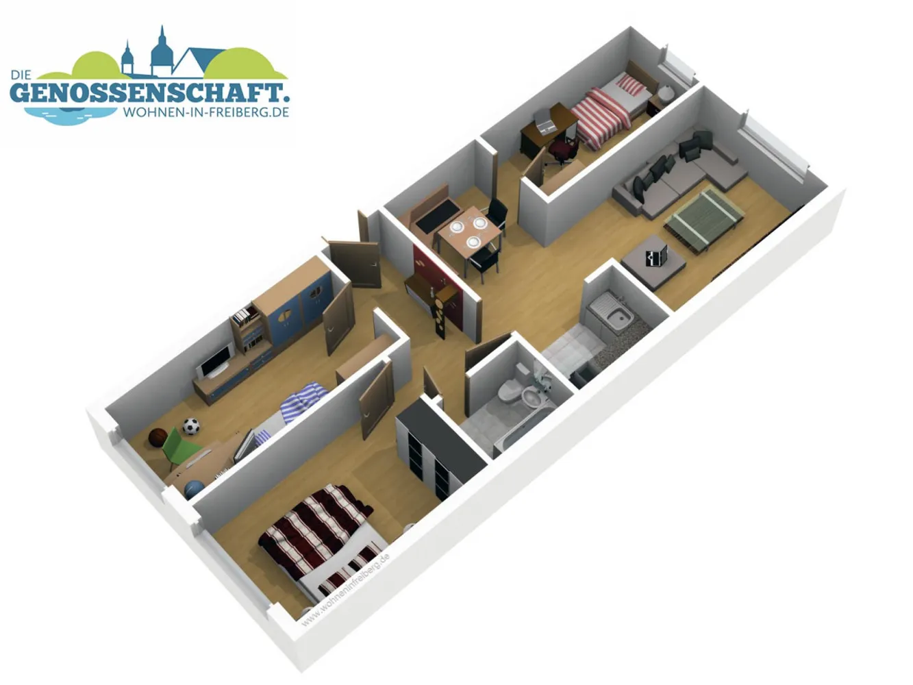 4 Zimmer Wohnung mit 67 m² in Freiberg – Bild 2