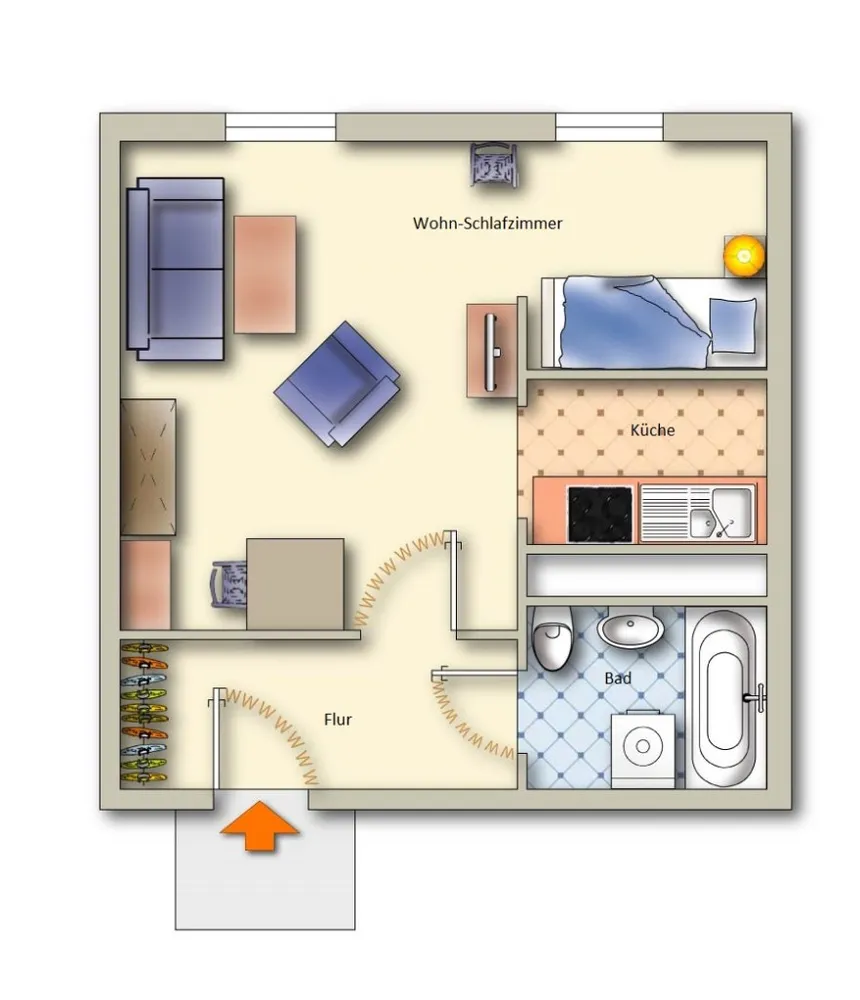 1 Zimmer Wohnung mit 32 m² in Freiberg – Bild 2