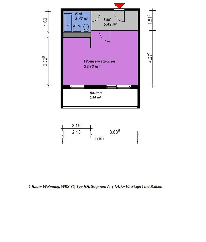 1 Zimmer Wohnung mit 37 m² in Neubrandenburg – Bild 2