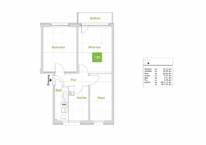 3 Zimmer Wohnung mit 58 m² in Dresden – Bild 3