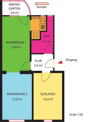 3 Zimmer Wohnung mit 55 m² in Essen – Bild 2