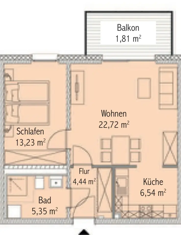 2 Zimmer Wohnung mit 54 m² in Rostock – Bild 2