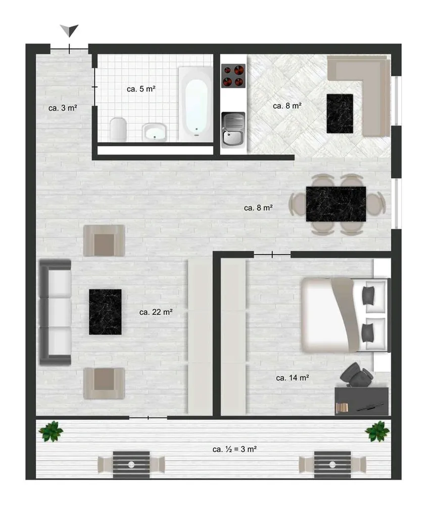 2 Zimmer Wohnung mit 60 m² in Mainz – Bild 3