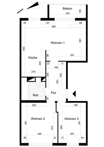 3 Zimmer Wohnung mit 57 m² in Magdeburg – Bild 2