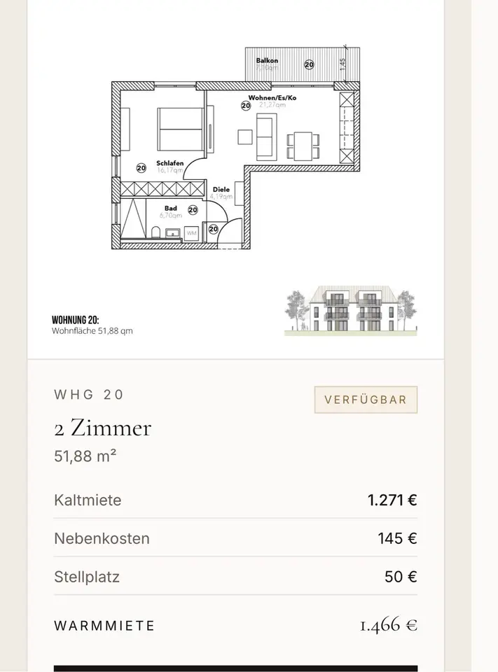 2 Zimmer Wohnung mit 53 m² in Erding – Bild 3