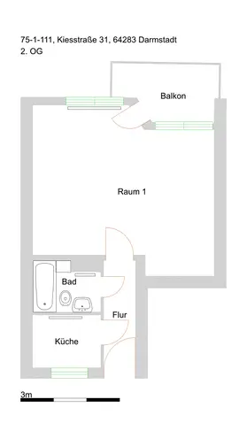 1 Zimmer Wohnung mit 35 m² in Darmstadt – Bild 9