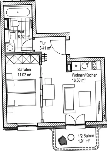 2 Zimmer Wohnung mit 39 m² in Leipzig – Bild 6