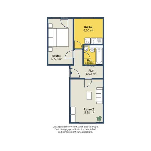 2 Zimmer Wohnung mit 46 m² in Leipzig – Bild 2
