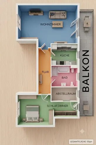 2 Zimmer Wohnung mit 55 m² in Neuss – Bild 9
