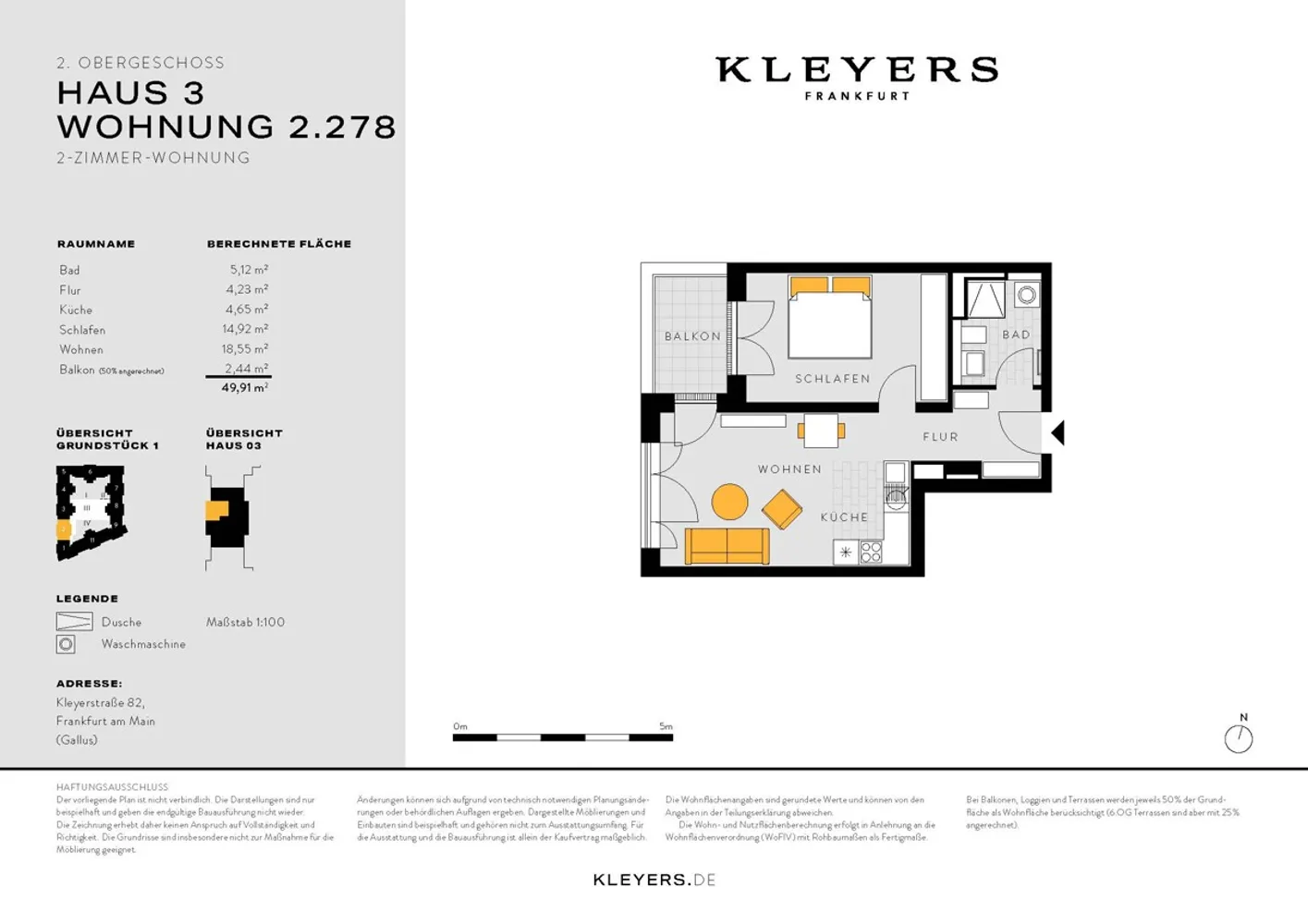 2 Zimmer Wohnung mit 50 m² in Frankfurt am Main – Bild 2