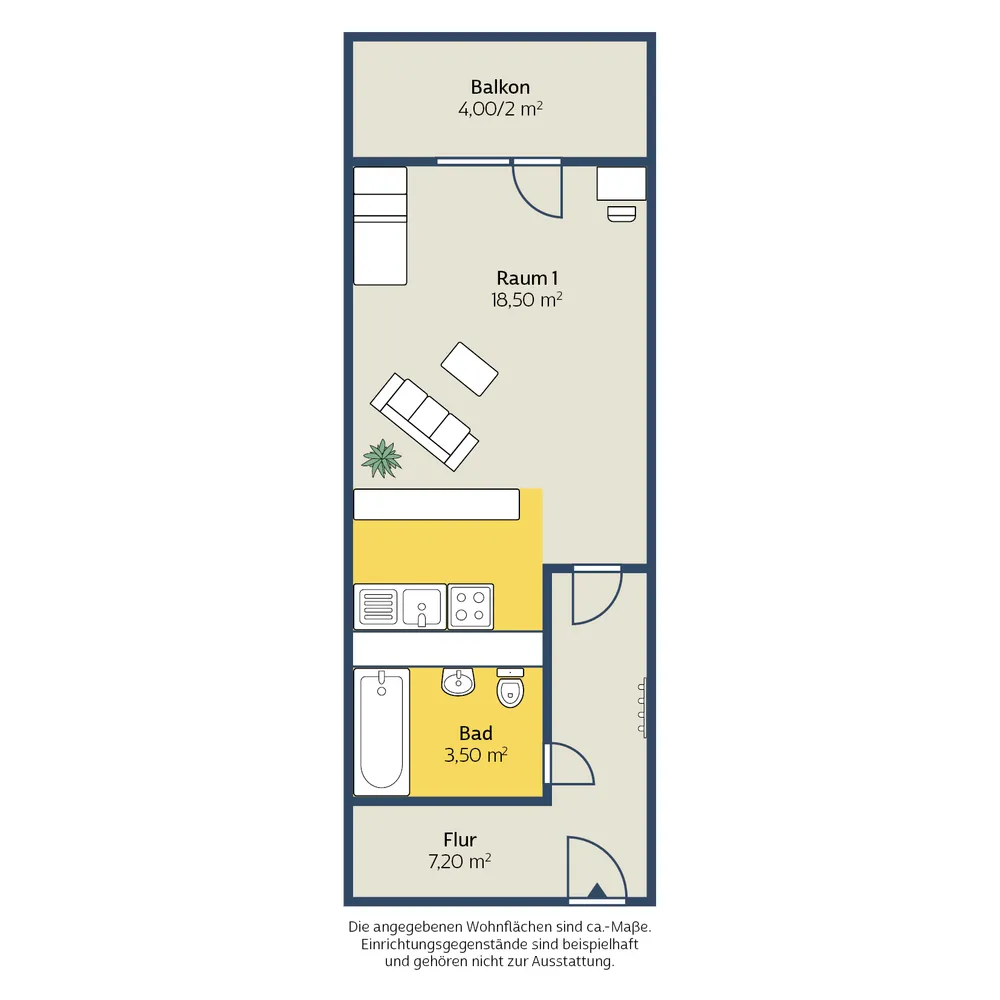 1 Zimmer Wohnung mit 32 m² in Leipzig – Bild 2