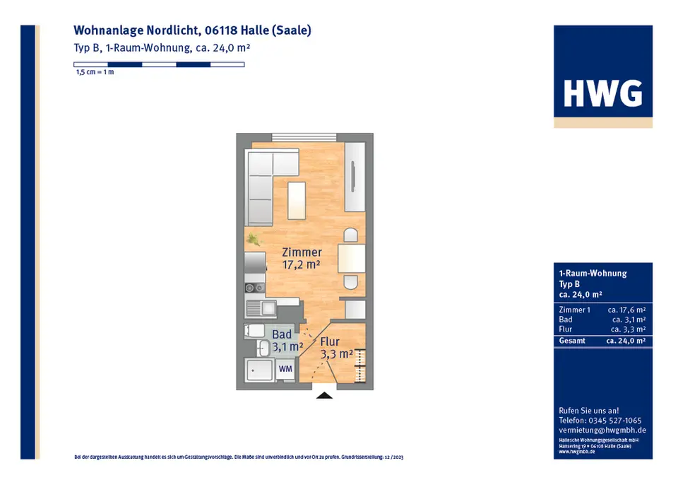 Studio mit 24 m² in Halle (Saale) – Bild 4