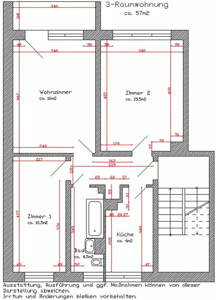 3 Zimmer Wohnung mit 57 m² in Dessau-Roßlau – Bild 2