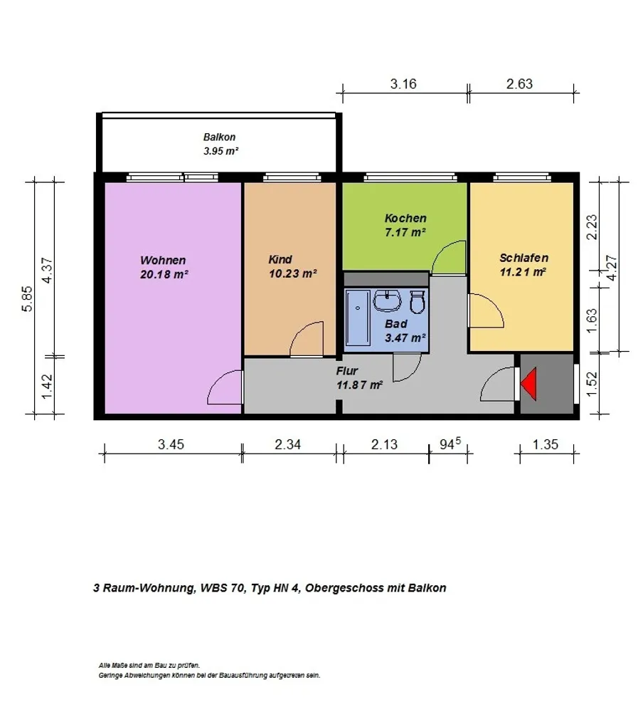 3 Zimmer Wohnung mit 68 m² in Neubrandenburg – Bild 2