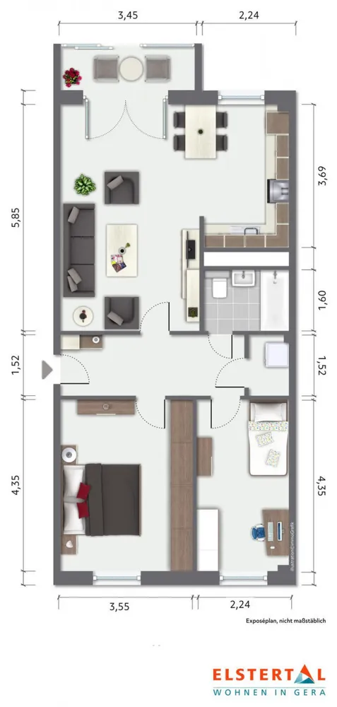 3 Zimmer Wohnung mit 70 m² in Gera – Bild 2