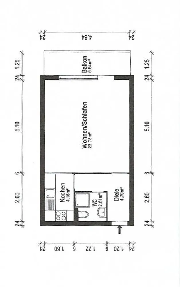 1 Zimmer Wohnung mit 38 m² in Würzburg – Bild 2