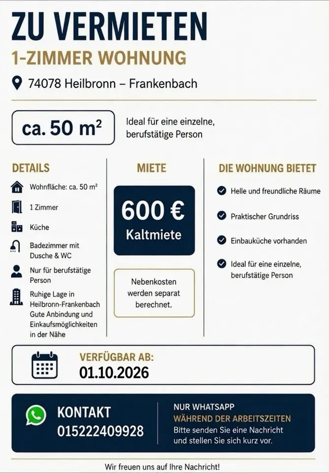 Studio mit 16 m² in Heilbronn – Bild 9