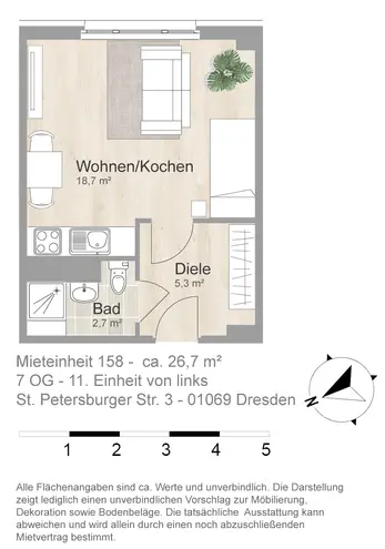 1 Zimmer Wohnung mit 27 m² in Dresden – Bild 8