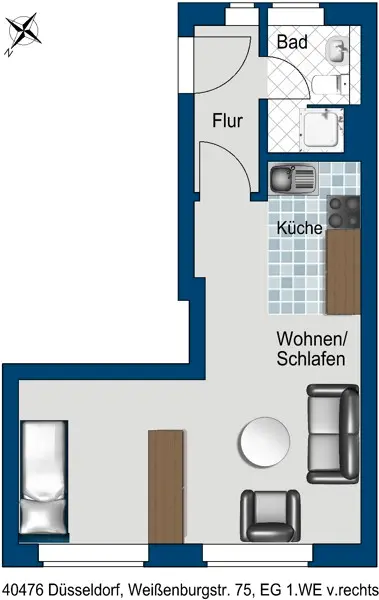 Studio mit 32 m² in Düsseldorf – Bild 5