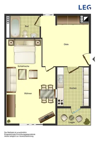 1 Zimmer Wohnung mit 43 m² in Aachen – Bild 1