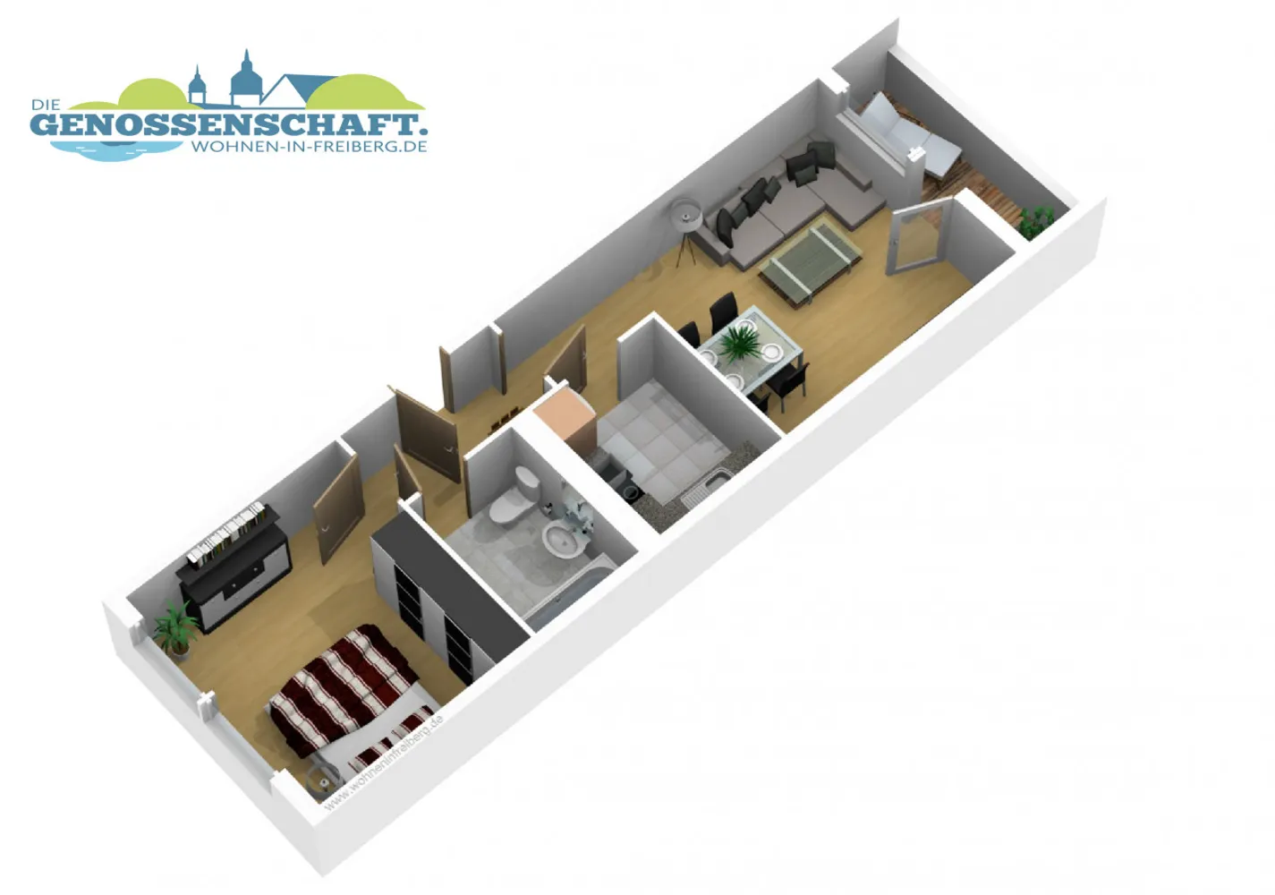 2 Zimmer Wohnung mit 40 m² in Freiberg – Bild 2