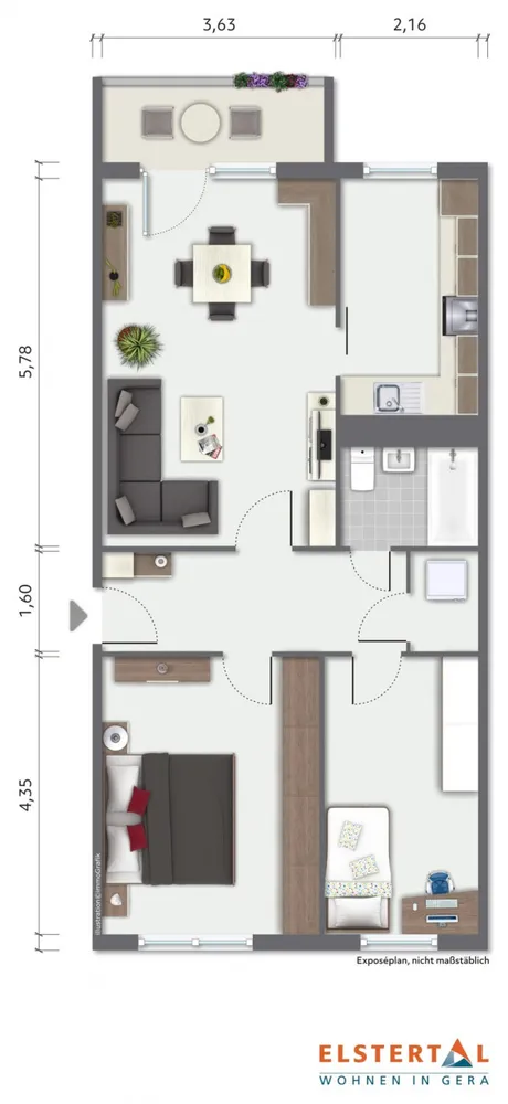 3 Zimmer Wohnung mit 70 m² in Gera – Bild 2