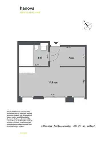 1 Zimmer Wohnung mit 31 m² in Hannover – Bild 2