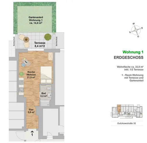 1 Zimmer Wohnung mit 33 m² in Dresden – Bild 5
