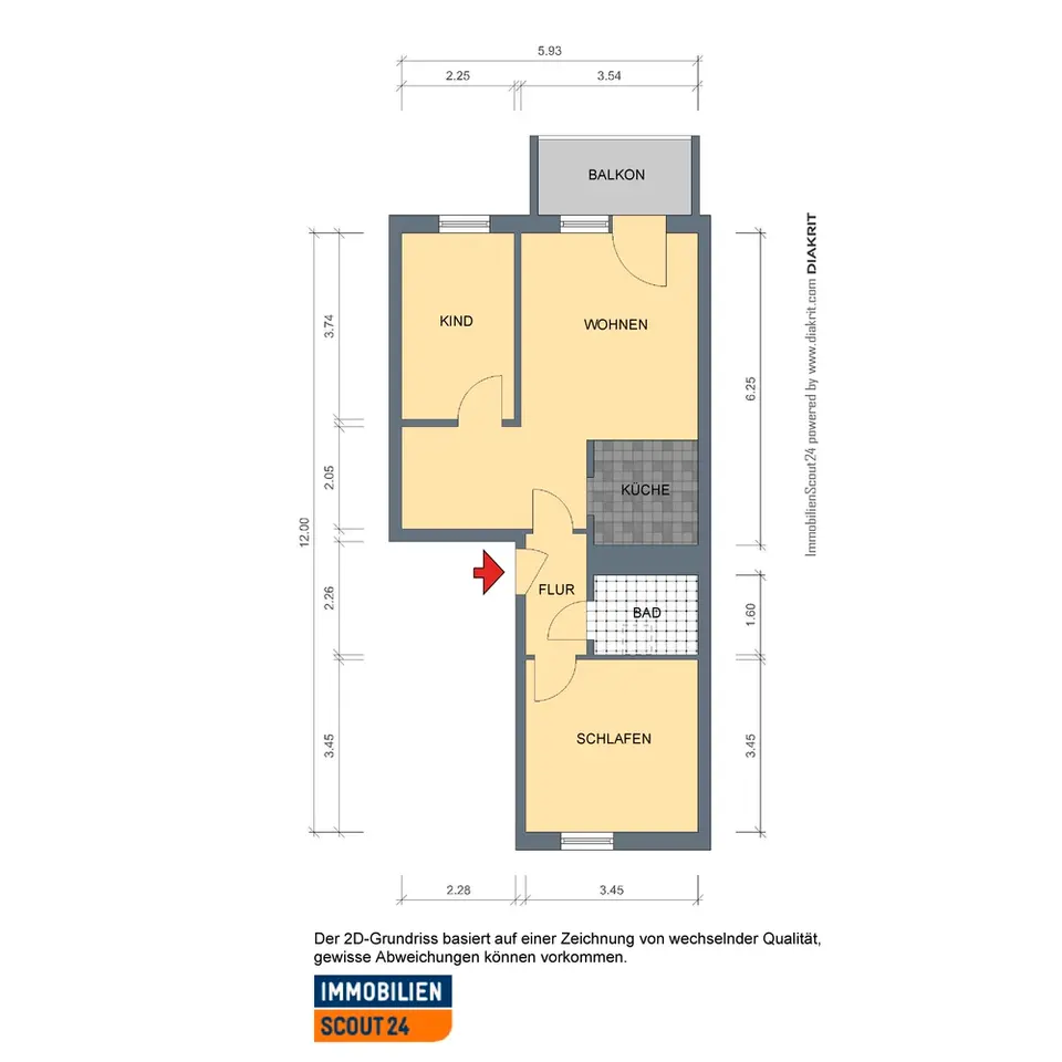 3 Zimmer Wohnung mit 55 m² in Erfurt – Bild 3