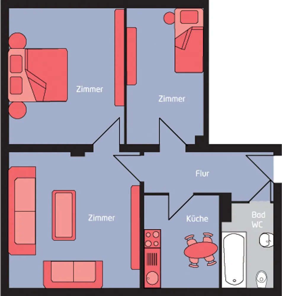 3 Zimmer Wohnung mit 55 m² in Braunschweig – Bild 2