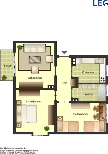 3 Zimmer Wohnung mit 56 m² in Duisburg – Bild 2