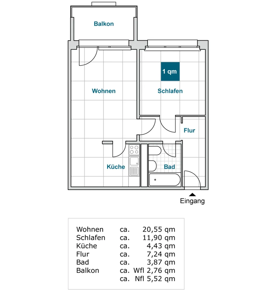 2 Zimmer Wohnung mit 51 m² in Dresden – Bild 2