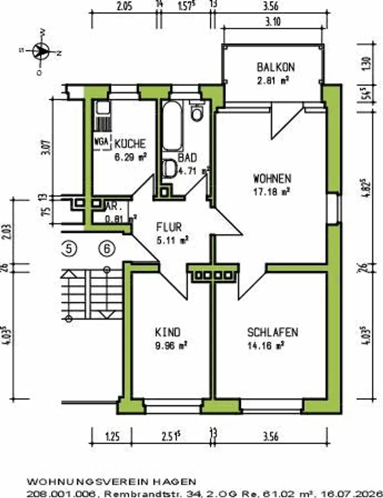 4 Zimmer Wohnung mit 61 m² in Hagen – Bild 3